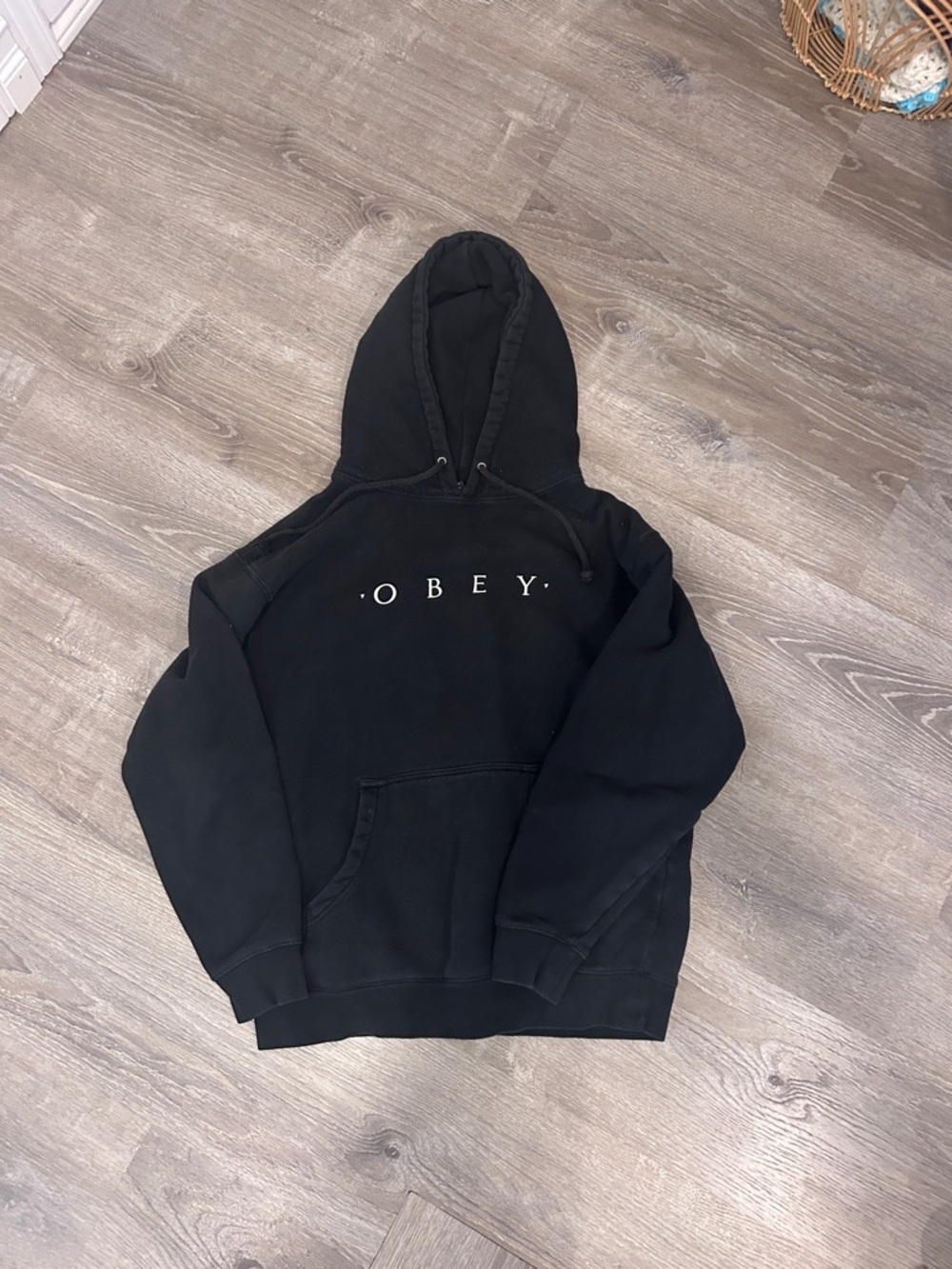Obey Black Crewneck Hoodie with Center Logo